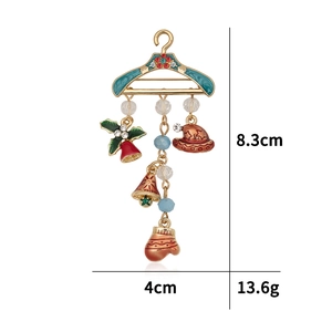 Detailed Christmas hanger brooch dimensions 8.3x4cm with festive enamel charms