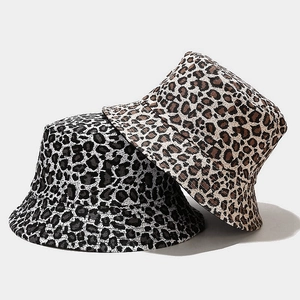 Bucket Hat Canvas Leopard Print Reversible Sun Protection Outdoor Fashion Unisex