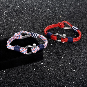 Détails de bracelets nautiques tressés avec manilles en D réglables en acier inoxydable