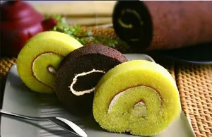Macro shot of detailed silicone Swiss roll baking mat with realistic cake sponge texture