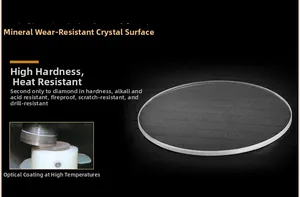 Detail of durable mineral crystal watch glass featuring high scratch resistance and hardness