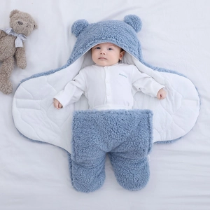 Gigoteuse Pour Nouveau-né Couverture D'emmaillotage Épaisse En Polaire Sherpa À Capuche Enveloppante Jambes Séparées Douce Chaude Pour Nourrisson Automne Hiver