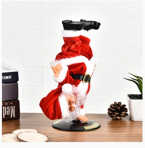 Babbo Natale elettrico danzante a testa in giù con classico abito in peluche