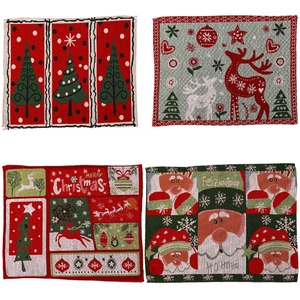 Christmas jacquard placemats set featuring reindeer and Santa Claus festive patterns