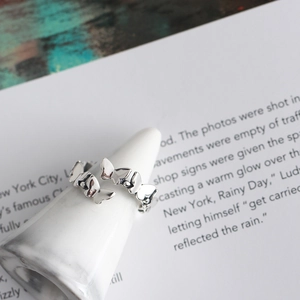Elegant S925 sterling silver butterfly ring with adjustable open band design for women