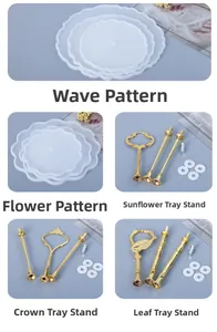 DIY silicone molds for 3-tier fruit trays with gold crown and flower metal handles