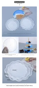 Detailed view of 10mm thick silicone resin mold for creating 3-tier flower shaped trays