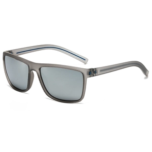 Polarized sports sunglasses for men with grey frame and anti-slip grid texture temples