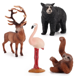 Figure Modello Animali Selvatici Realistici Giocattoli PVC Miniatura Orso Nero Alce Fenicottero Bradipo Decorazione Da Scrivania Educativa