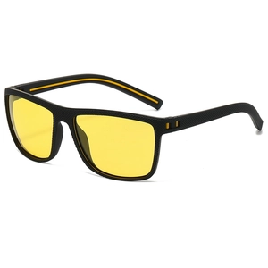 Men's polarized cycling sunglasses with yellow night vision lenses and textured frames
