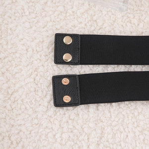 Ceinture élastique noire pour robes avec boutons-pression dorés et cuir de qualité