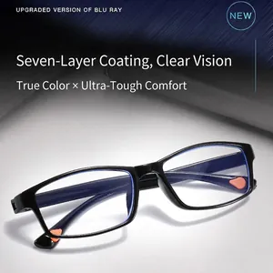 Ultralight black full-frame reading glasses with anti-blue light 7-layer coating lenses