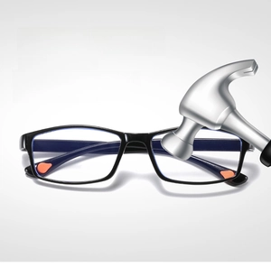 Detail of black TR90 reading glasses showing impact resistance and flexible frame