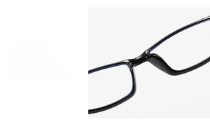 Detail of integrated nose pads on ultra-light black reading glasses for comfort
