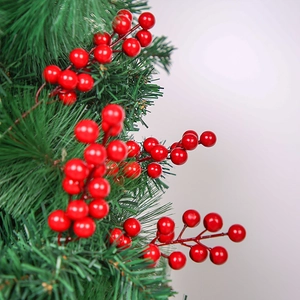 Tallos de bayas rojas artificiales de 14 cabezas para adornar el árbol de Navidad