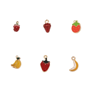 DIY colorful strawberry and banana fruit pendants made of alloy with enamel coating