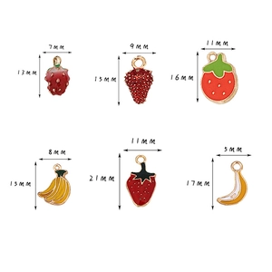DIY colorful alloy enamel strawberry and banana fruit pendants in various sizes