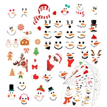 Detailed Christmas stickers set with Santa Claus, snowmen and reindeer for festive decor