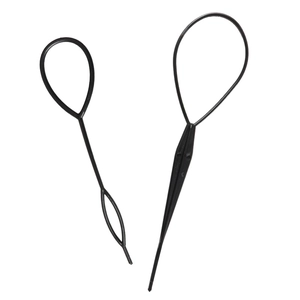 2-piece set of black hair styling tools for buns and braids on a white background