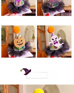 LED Halloween hair clips set featuring bat, pumpkin, ghost, and black cat designs