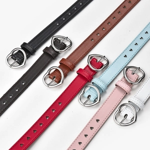 Girls Sweet Heart Buckle PU Leather Belt Fashion Heart Shape Cutout Waistband For Dress And Pants Decoration Accessory