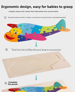 Detailed guide of wooden airplane puzzle with numbered pieces and matching tray