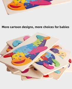 Detailed stack of colorful 3D wooden animal and vehicle puzzles with printed numbers