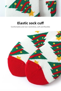 Detailed macro view of elastic knitted cuffs and red toe stitching on Christmas socks