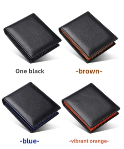 Detailed comparison of four leather wallet interiors in black, brown, blue and orange