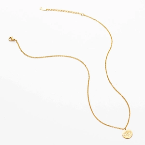 Minimalist 18K gold plated stainless steel necklace with evil eye compass pendant