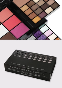Details der 74-Farben Make-up-Palette mit Lidschatten, Glitzer, Concealer und Lippenstiften