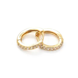 Simple Copper Round Hoop Earrings Micro Pave Zirconia Huggie Ear Clips Gold Silver Black For Women Fashion Jewelry Accessories