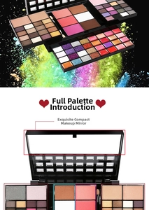 Mehrlagige Make-up-Palette mit Lidschatten, Rouge, Lipgloss und integriertem Kosmetikspiegel