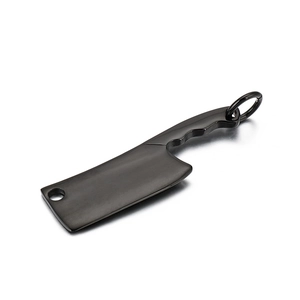 Creative black stainless steel mini cleaver knife pendant necklace for men in punk style