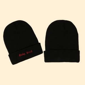 Lot de deux bonnets en maille noire avec broderie Baby Devil et bord à revers