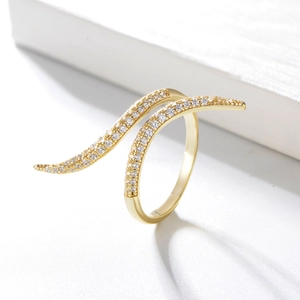 925 Sterling Silver Wave Snake Ring Micro Pave Zircon Adjustable Open Finger Jewelry Fashion Gift For Women