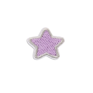 Light purple star embroidered patch with silver white border for clothing iron-on use