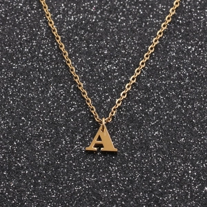 Stainless Steel Initial Letter Necklace Geometric Simple Alphabet Pendant Jewelry For Women Men Gift