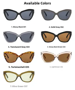 Collection of vintage cat-eye sunglasses in seven assorted colors with thick plastic frames