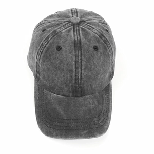 Classic washed grey cotton baseball cap with vintage texture and curved brim