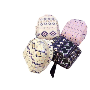 Ethnic style mini canvas coin purses with geometric patterns and zipper closures