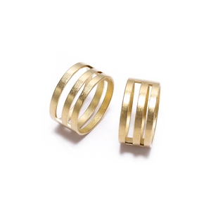 Three-layer hollow matte gold open ring made of pure copper for jewelry making
