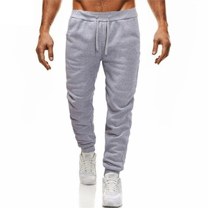 Men's grey fleece joggers with drawstring waist and ribbed cuffs for casual fitness