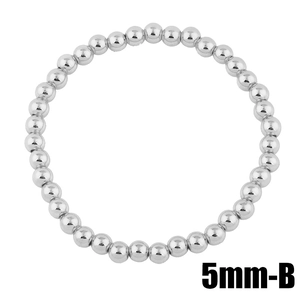 Bracelet à perles en acier argenté poli de 5mm pour hommes et femmes modèle type B