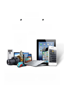 Graphic showing sources of harmful blue light from devices and its effect on eye fatigue