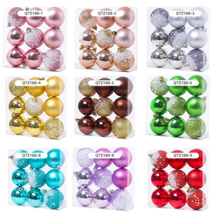 Set of 9 glitter and matte 6cm Christmas ball ornaments in assorted colors and finishes