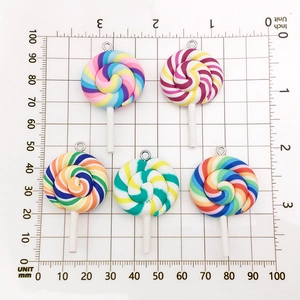 Colorful resin lollipop charms with spiral patterns for DIY jewelry and keychains