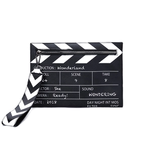 Fashionable black and white movie clapperboard print crossbody bag for women