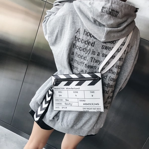 Fashionable clapperboard crossbody bag for women with black and white movie scene print