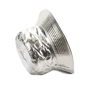 Detailed close-up showing the metallic silver PU texture and stitching on the bucket hat